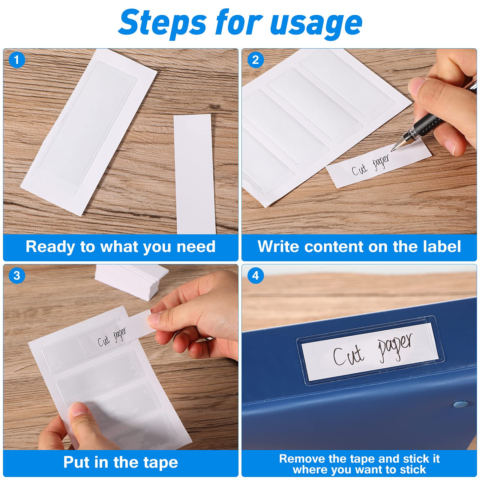 Censen 160 Pieces SelfAdhesive Index Label Holder Clear Binder Label