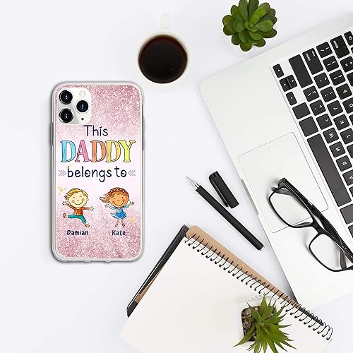 Miniatura 5 de CASEZILY Funda personalizada para teléfono para papá, este papá pertenece al nombre personalizado 1 2 3 4 5 niños compatible con iPhone 15 14 13 12