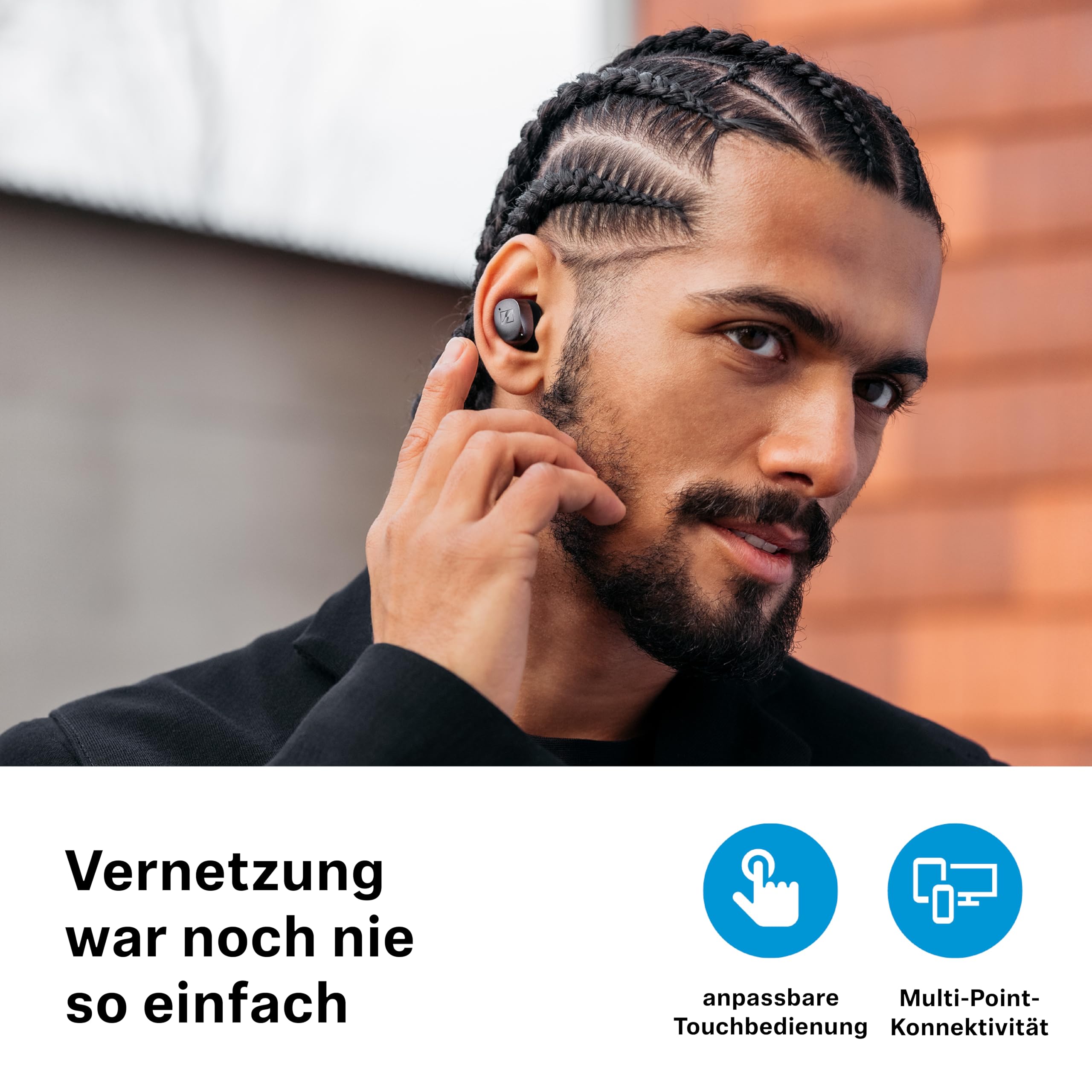 Sennheiser MOMENTUM True Wireless 4, kabellose Bluetooth Kopfhörer, Bluetooth 5.4, Noise Cancelling, komfortables Design, 30 Stunden Akkulaufzeit, adaptives ANC, Auracast, Schwarz Graphite