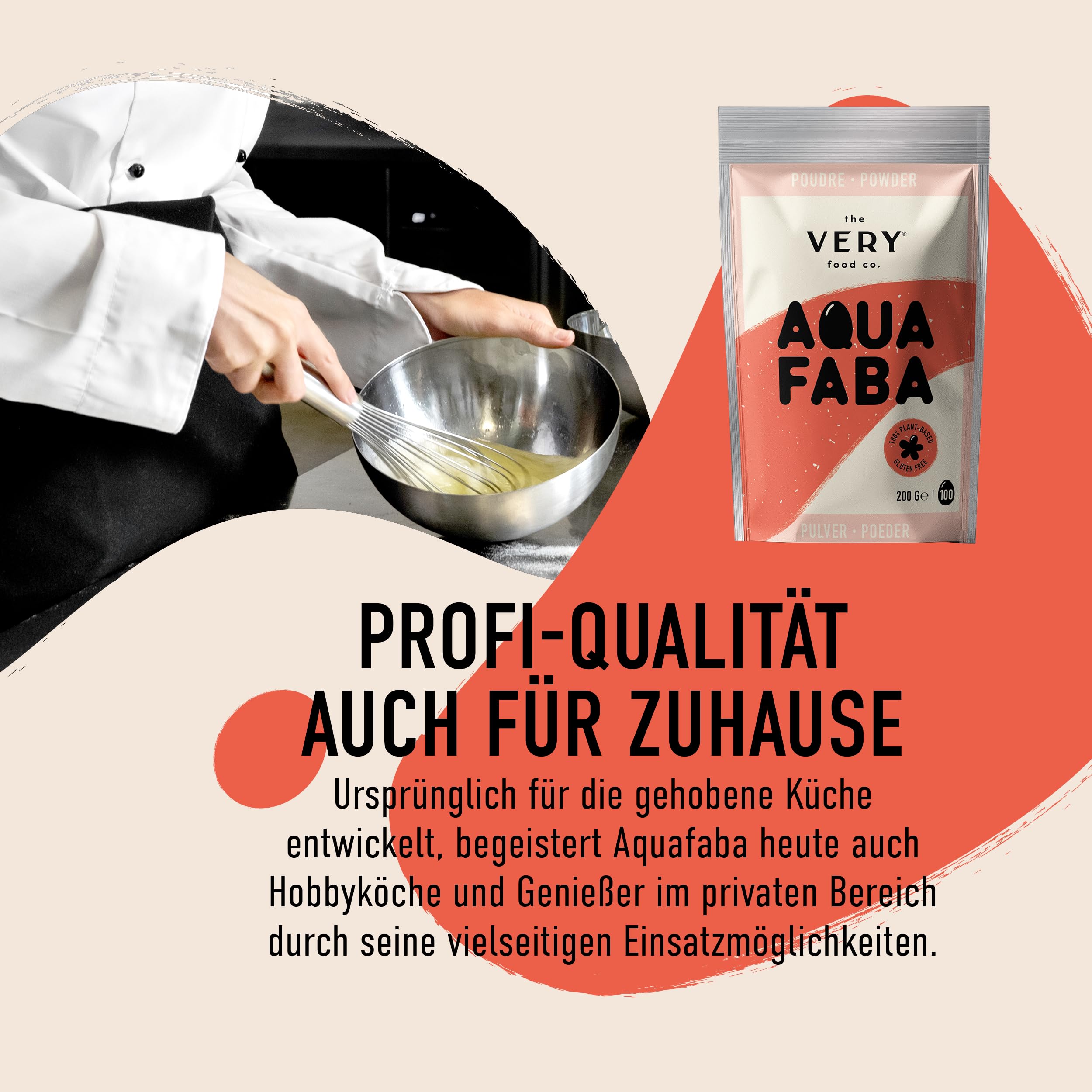 the VERY food co. Aquafaba Pulver aus getrocknetem Kichererbsenwasser 200g - 100% natürlich & vegan - Eiweißersatz zum Kochen, Backen, für Cocktails - Pulver Eiersatz für die gehobene Küche