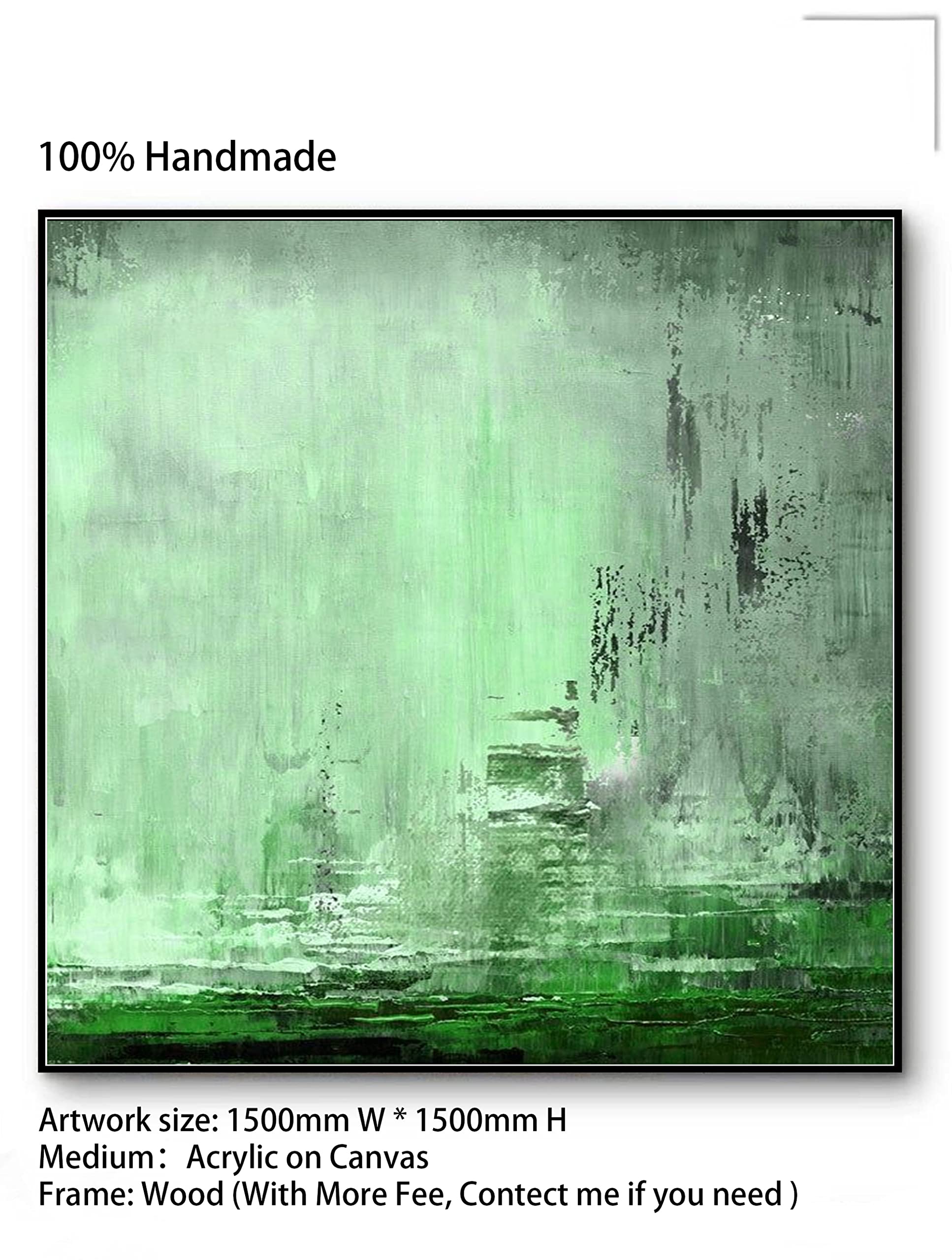 Cuadro Abstracto Verde Lima XL Sobre Lienzo (130x67.5 Cm) - Wallfillers Design - Listo Para Colgar