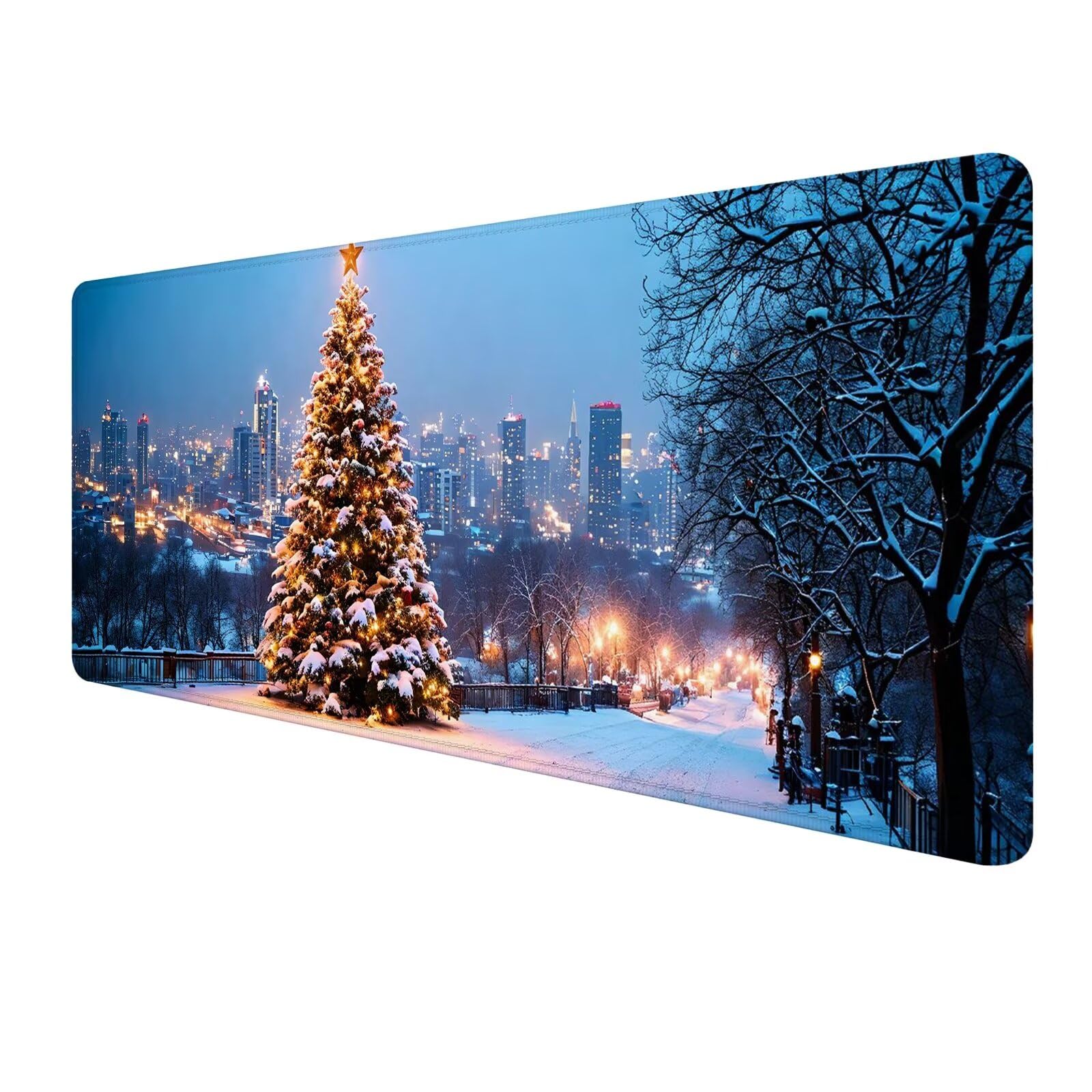 Albero di Natale Tappetino Mouse Gaming,Tappetino Mouse XXL 1200 x 500 mm,Tappetino Mouse Paesaggio,Mouse Pad con Base Antiscivolo,Bordi Cuciti Mousepad,Tappetino Mouse Gaming di Alta Precisione S-505