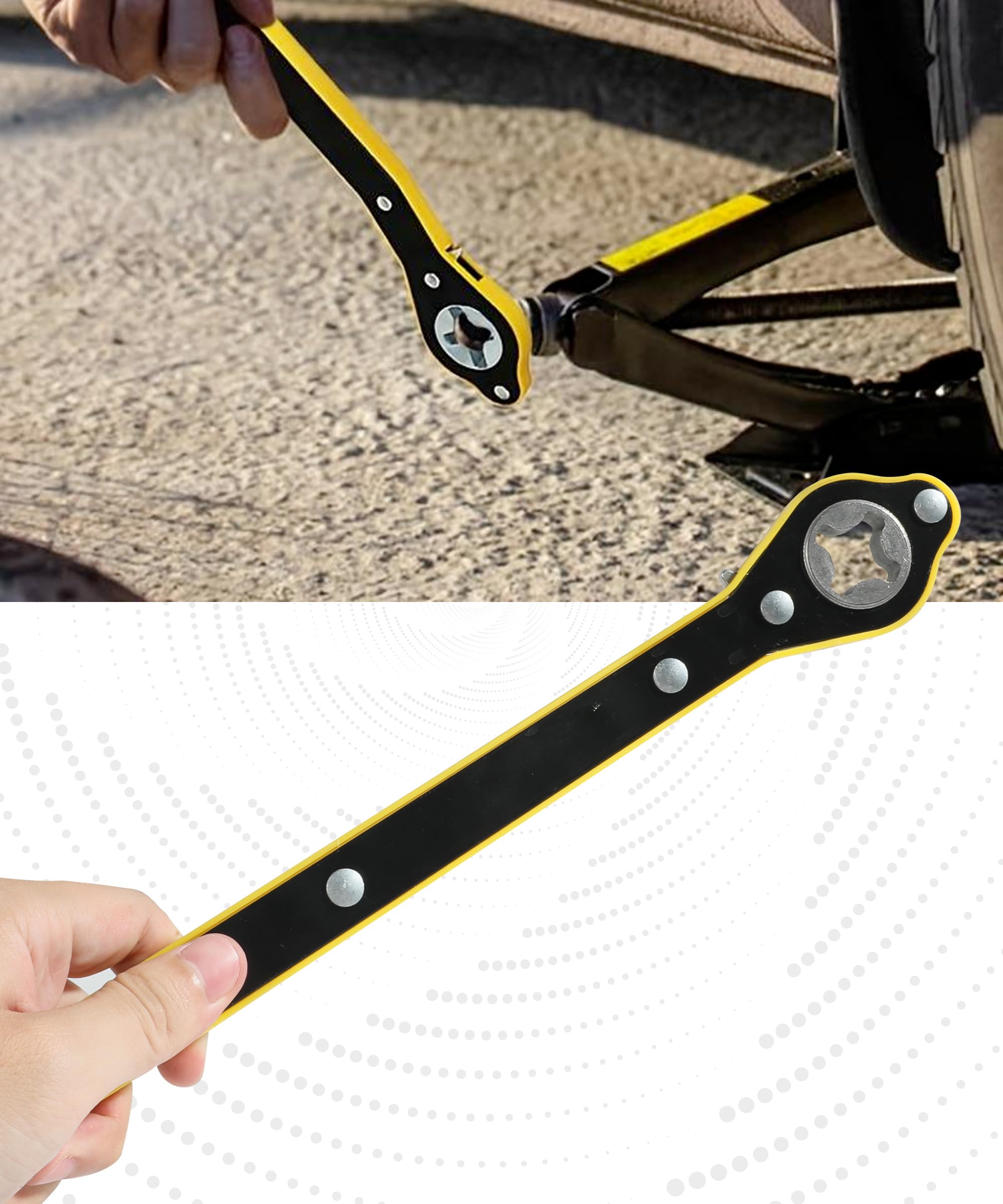 Flaconi Chiave a cricchetto per auto,Jack per auto Chiave di sollevamento, Automobili Ascensore Forbici Manovella Chiave con 360 ° Aabeza di attività,Adatto per Auto,SUV Camion,Furgoni