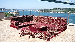 L Shaped Sectional Sofas, Floor Cushions, Arabic Sofa Set, Pallet Sofa, Arabic Majlis, Pouffs, Garden Sofa Seating Sets (L Sofa Full Set, 4'' Thickness (10 cm))