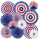 4th of July Patriotic Decorations - 12Pcs Hanging Paper Fan for USA Patriotic Decorations Independence Day Memorial Day American Theme Party Veterans Birthday Decor Supplies gallery image