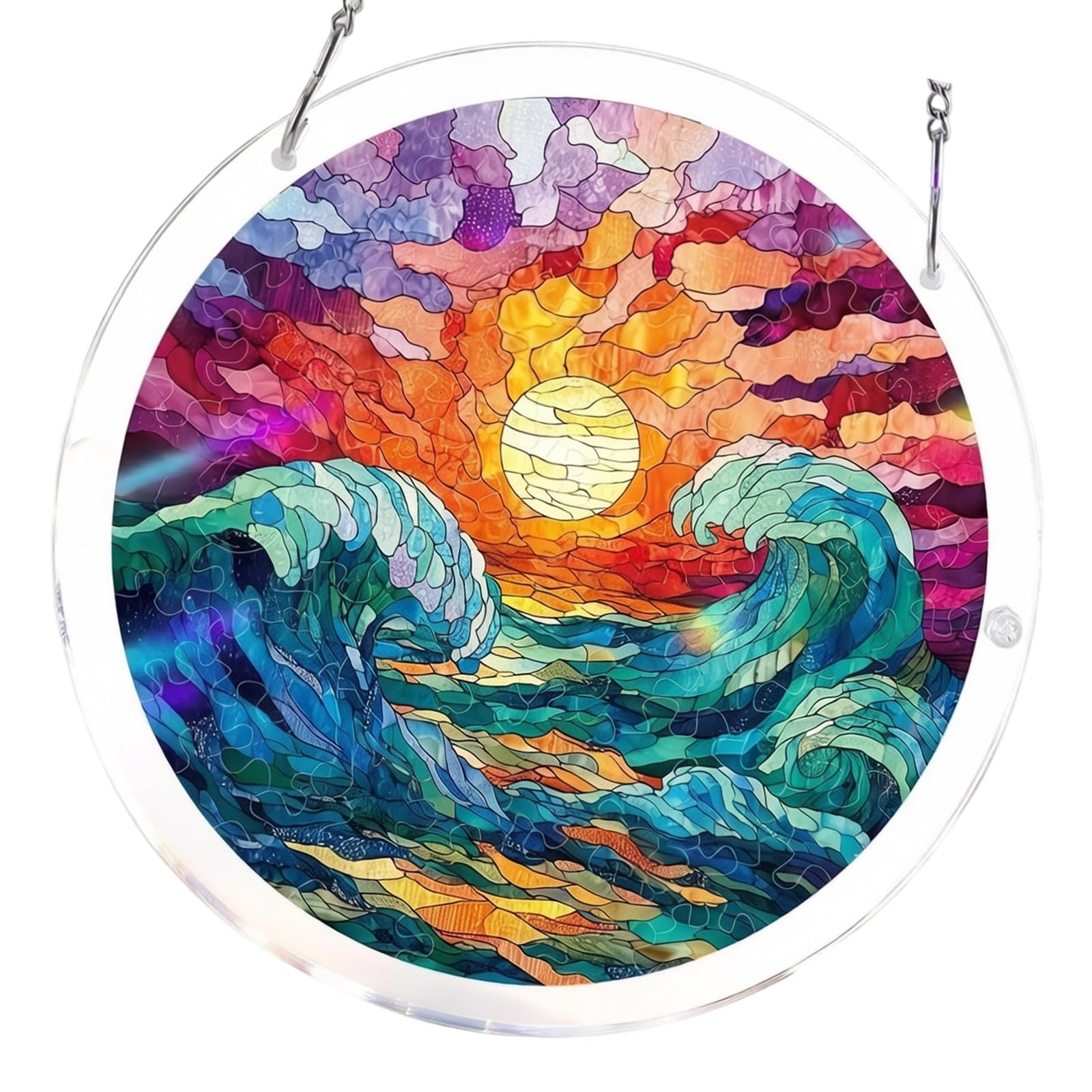 Jigsaws Puzzle Suncatchers Acrylic Window Decors Birthday Women Stained Glass Window Hanging Decors Acrylic Puzzle