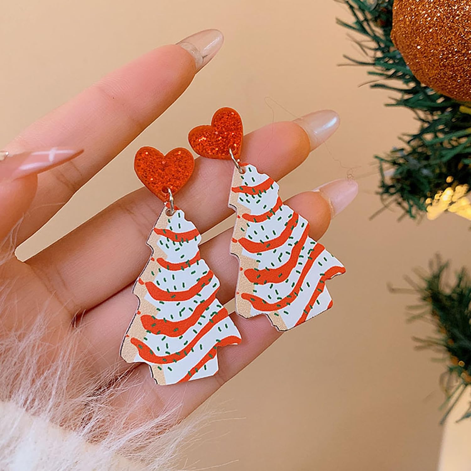 Christmas Tree Cake Earrings For Women Drop Dangling Funky Holiday Earrings Jewelry Christmas 2024 Gifts (A-Christmas Tree Cake Earrings) - Image 7