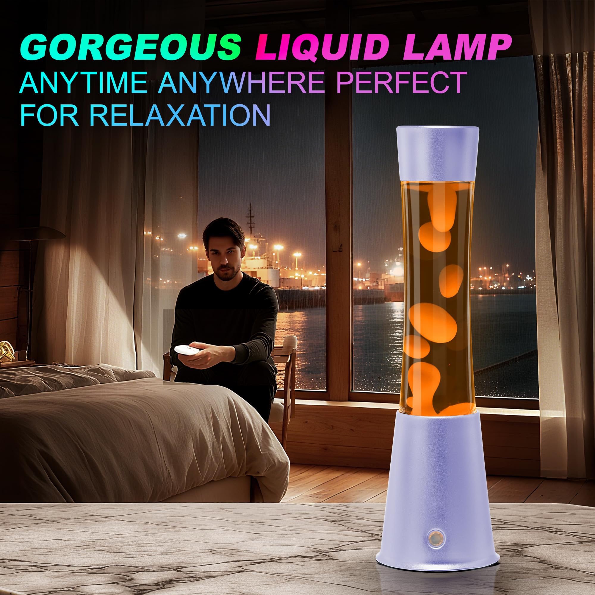 Lampe à Mouvement Liquide 40cm avec 17 Changements de Couleur Télécommande