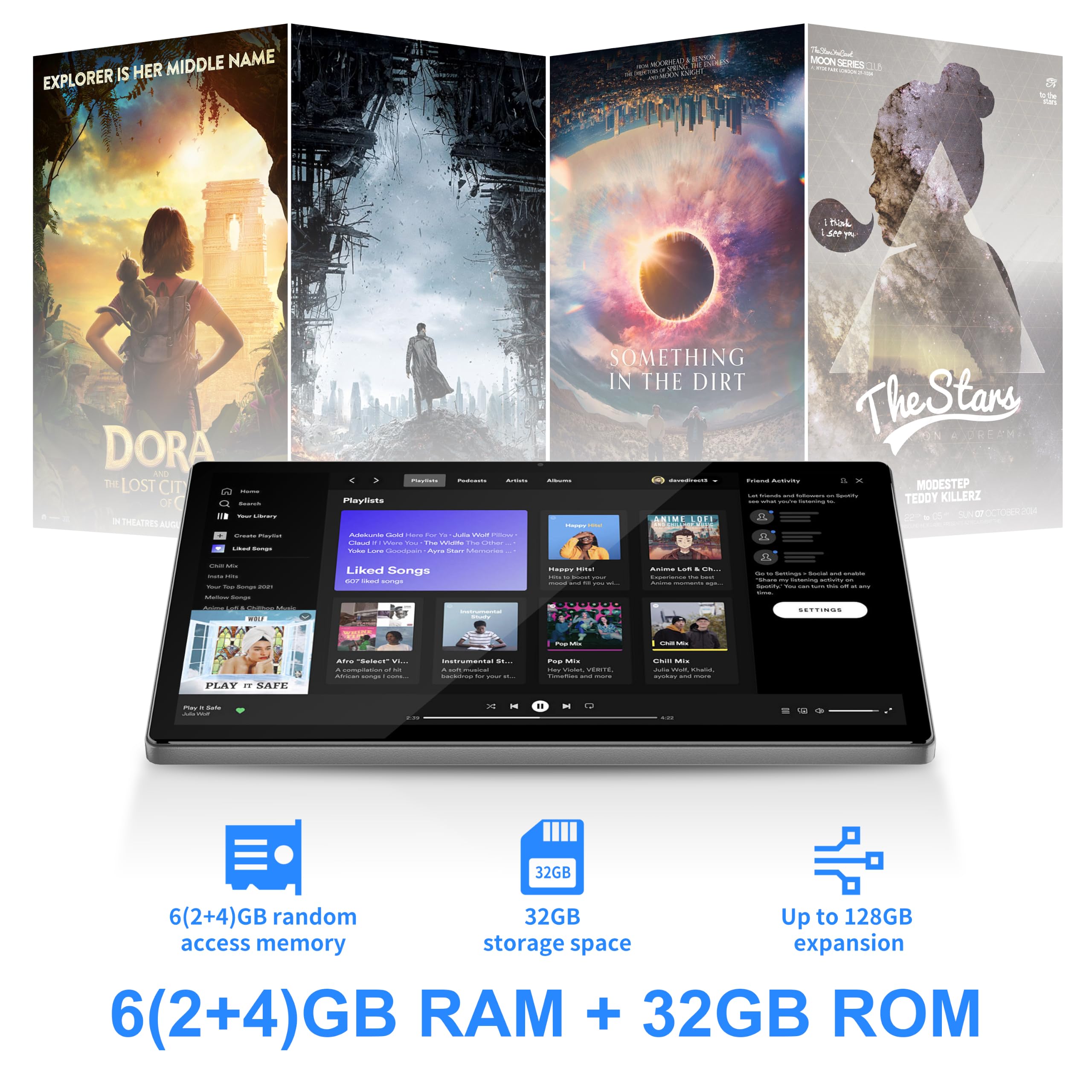 Android Tablet, 10-Zoll-Tablets mit Schutzhülle, Quad-Core-Prozessor, 5,0 MP Frontkamera + 8,0 MP Rückkamera, 5000 mAh Bluetooth IPS-Tablets, WLAN-Tablet