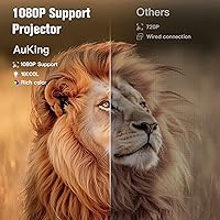Vista 2 de AuKing Proyector, mini proyector actualizado 2025, proyector de video de cine en casa Full HD 1080P, compatible con HDMI/USB/AV/Smartphone/TV