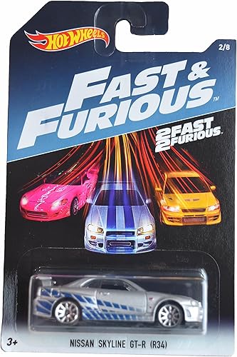 Hot Wheels Nissan Skyline GT R, Fast & Furious 28 PlateadoAzul