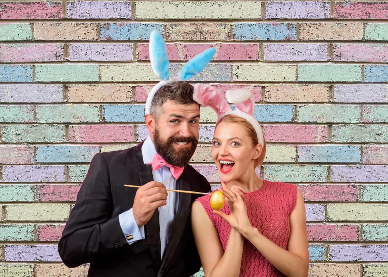 Easter Colourful Wall Backdrop Graffiti Color Brick Retro Block Photography Background Baby Shower Kids Adult Party Birthday Decorations, 7x5FT(Width 210cm x Height 150cm)