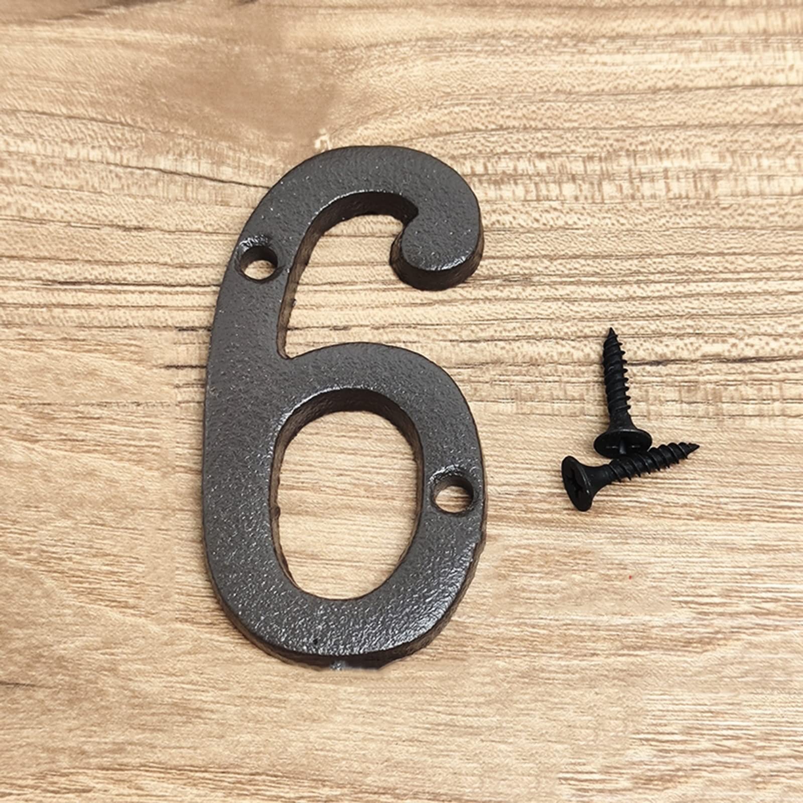 3D House Plaque Numbers 0-9 Letter A-Z Black Cast Iron 8cm Metal Digital Door Plate Sign with Screws Alphabet Home Outdoor Anti-Rust Exterior Signage Doorplate Hotel Apartment Street Mailbox (6)