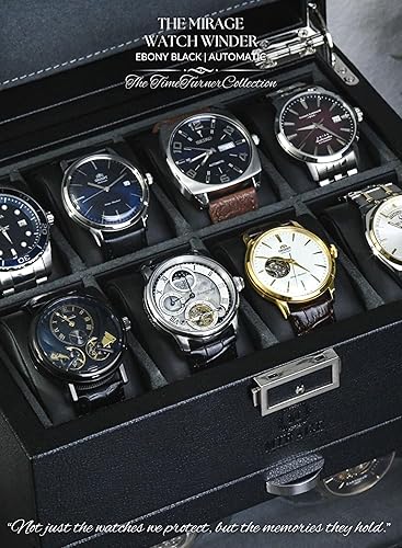 Miniatura 6 de Caja de bobinadora de reloj para relojes automáticos con 8 ranuras para almacenamiento de relojes y luces LED - The Mirage Luxury Watches Winder