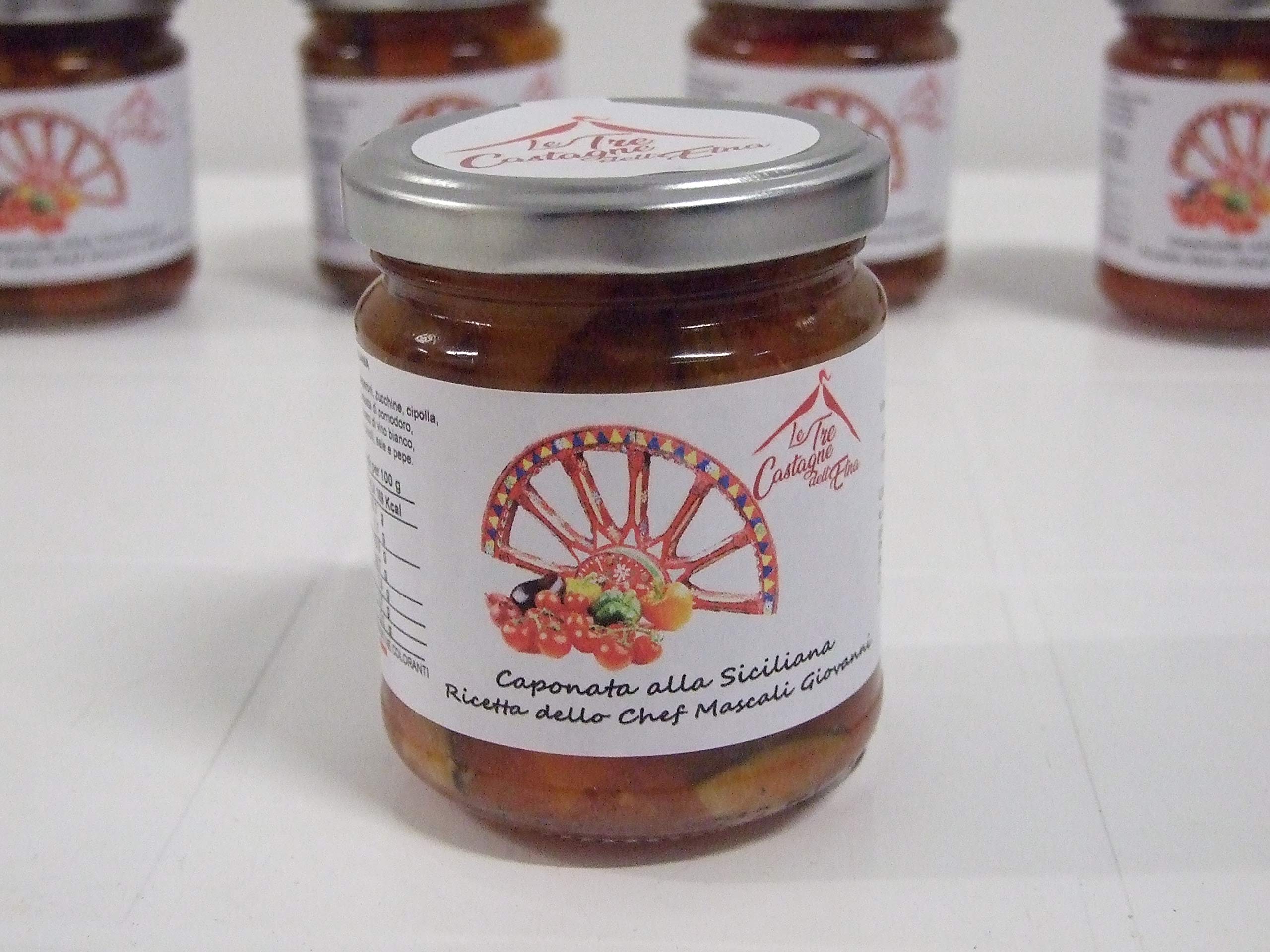 Caponata Siciliana di verdure 5 vasetti x 280 gr. prodotto artigianale - Le Tre Castagne dell'Etna