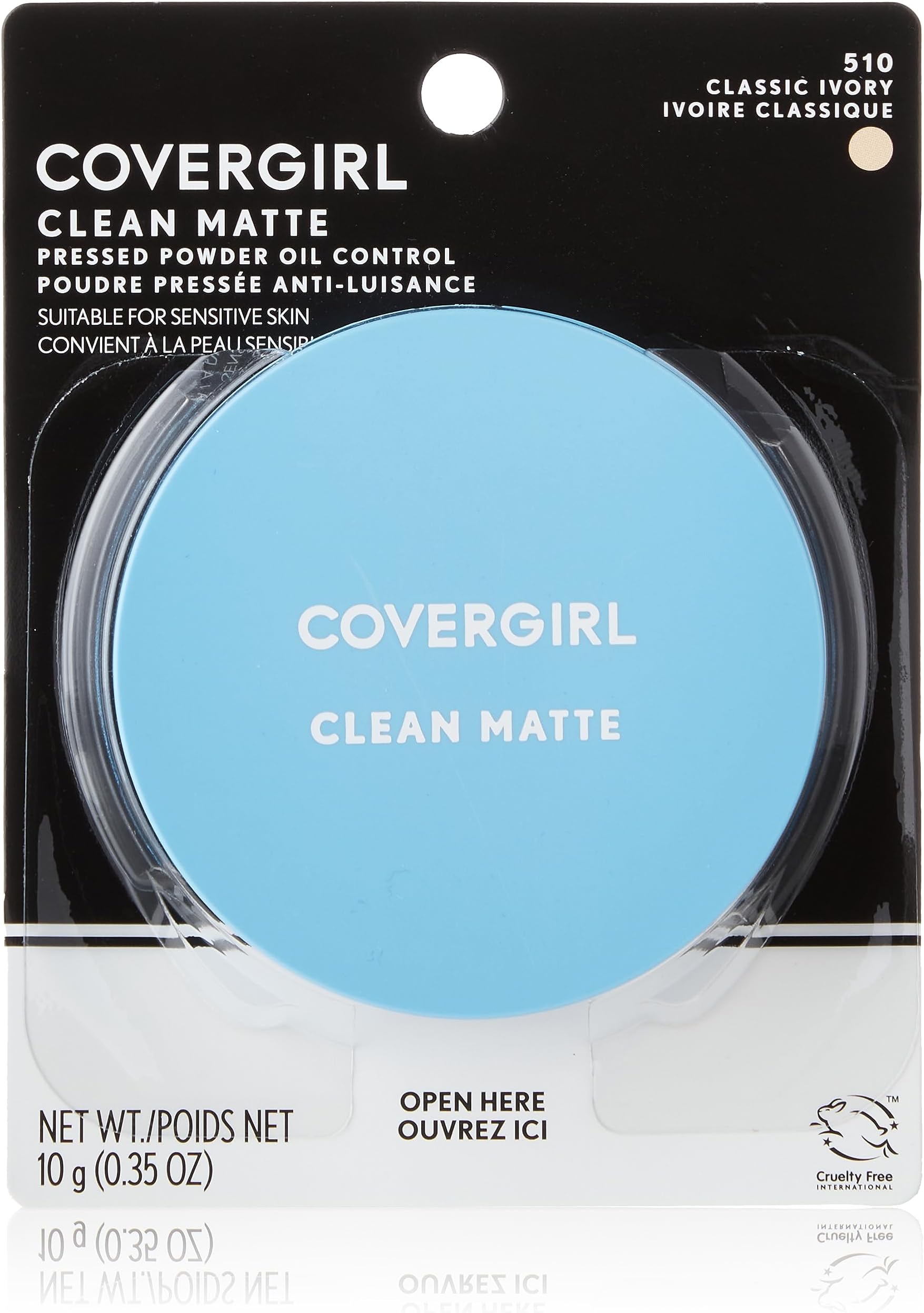 Clean Matte Pressed Powder, 1 Container (0.35 Oz), Classic Ivory Warm Tone, Oil Control Face Powder, Fragrance Free (Packaging May Vary)