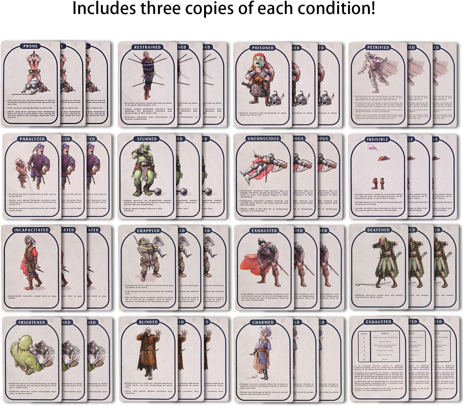 Condition Cards for Fifth Edition | Compatible with Dungeons and Dragons (D&D) | for use by Dungeon Master Accessories | DND Gifts | 5e Gifts | Condition Rings Markers TTRPG