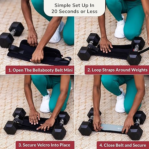 Miniatura 6 de Bellabooty Bellabooty - Cinturón de empuje para cadera Bellabooty Mini - Para mancuernas, pesas rusas y platos - Acolchado antideslizante para