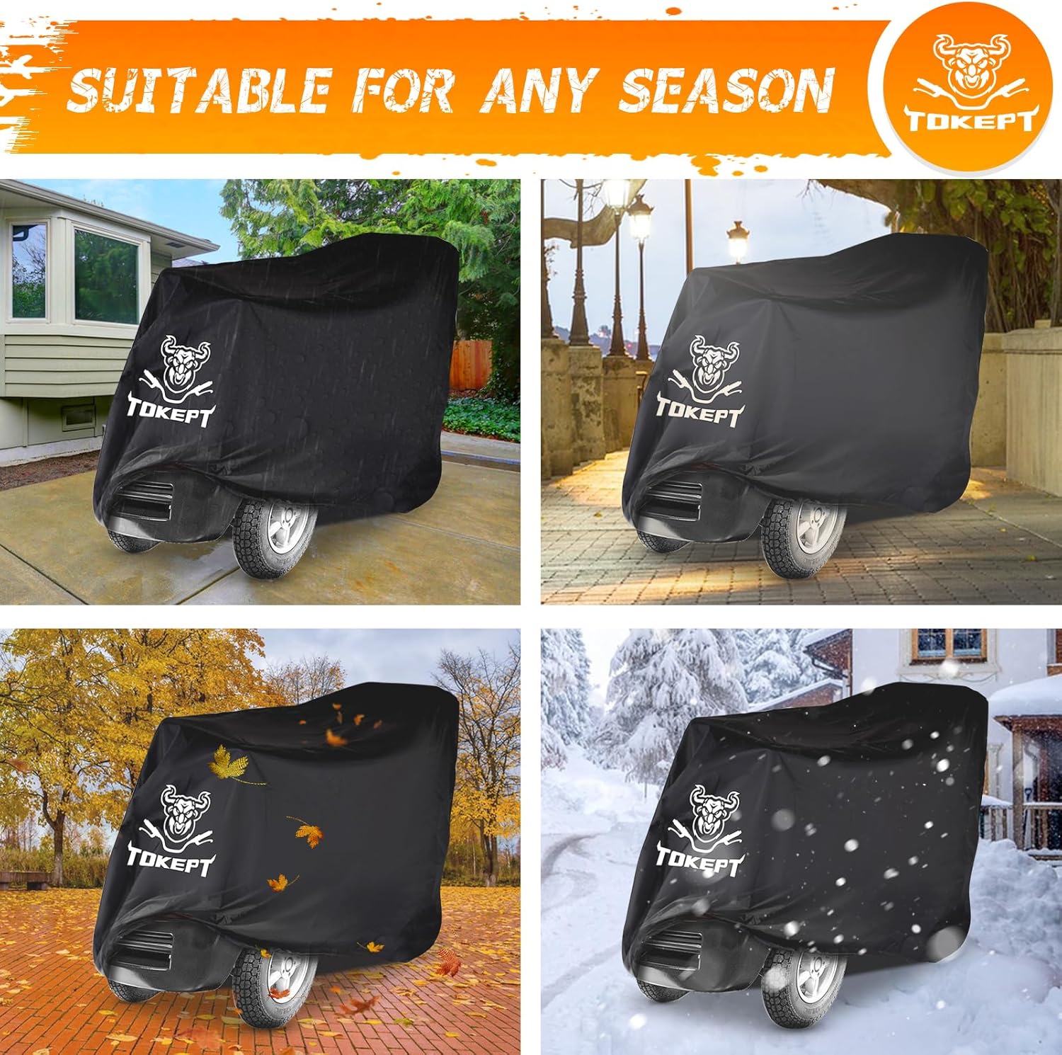 Mobility Scooter Cover, Heavy Duty 420D Oxford Fabric Electric Scooter Cover, All Weather Outdoor Protective Waterproof Cover with Windproof Buckle Storage Bag (48 inches Length) - Image 7