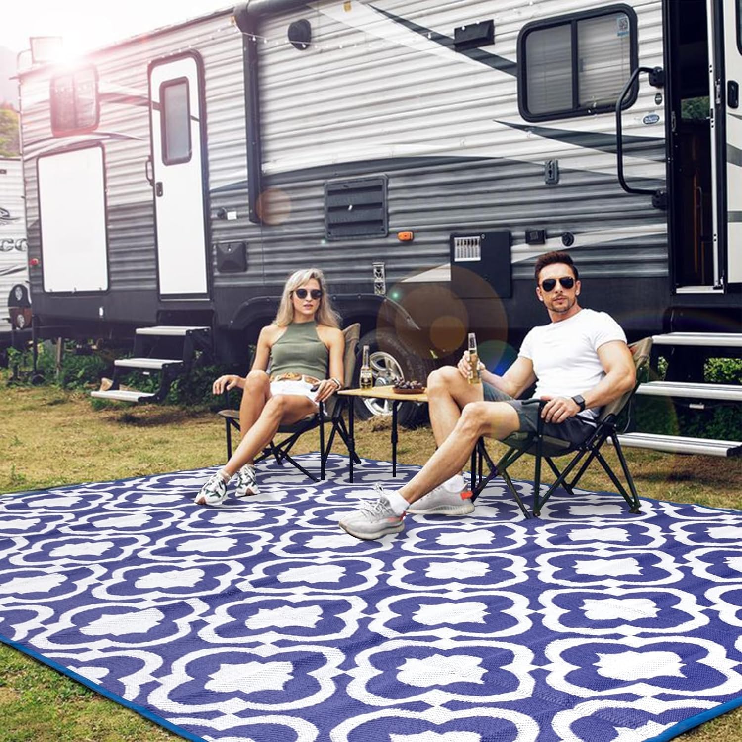 LUCKWIND Outdoor Rug for Patio, 9x18 FT Large Reversible RV