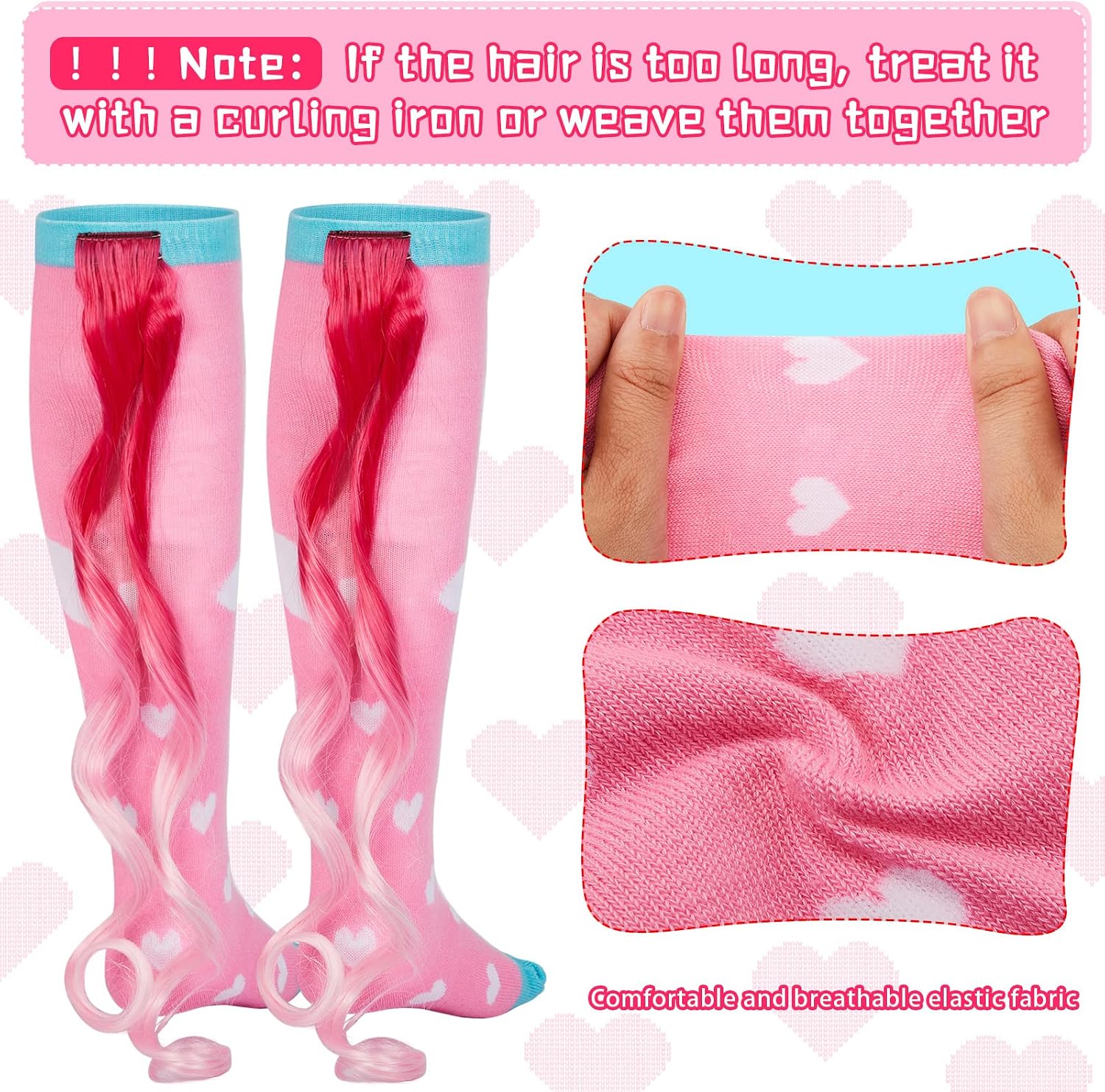 Tarpop 2 Pairs Crazy Funny Silly Socks for Girls Woman High Wacky Socks with Wigs Novelty Crazy Funny Gift