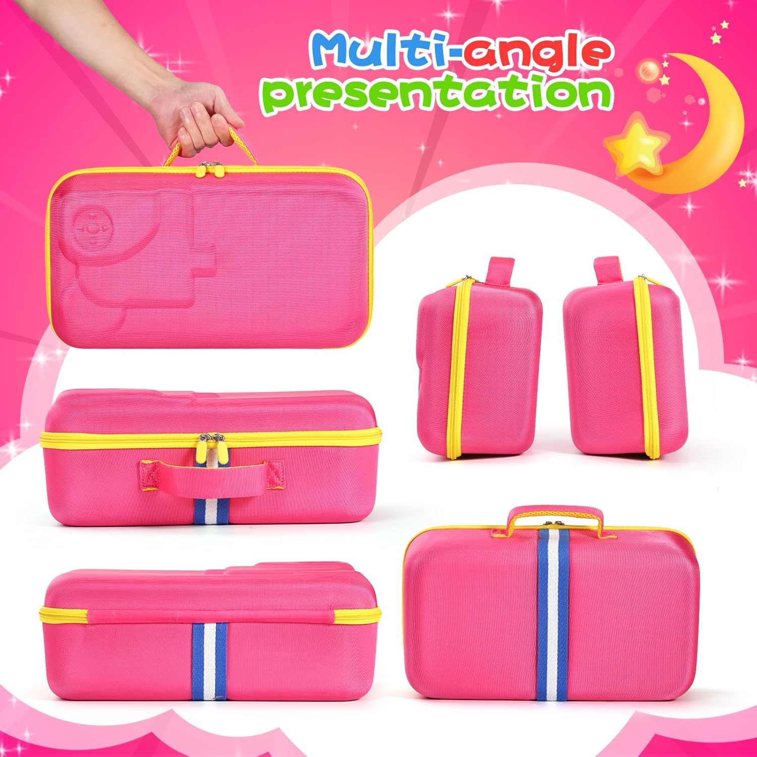 Hard Travel Case Compatible with Little Tikes for Story Dream Machine Books Starter Set, Protective Hard Case Container for Storytime Audio Play Real for Littles Character Collection (Upgraded Pink)