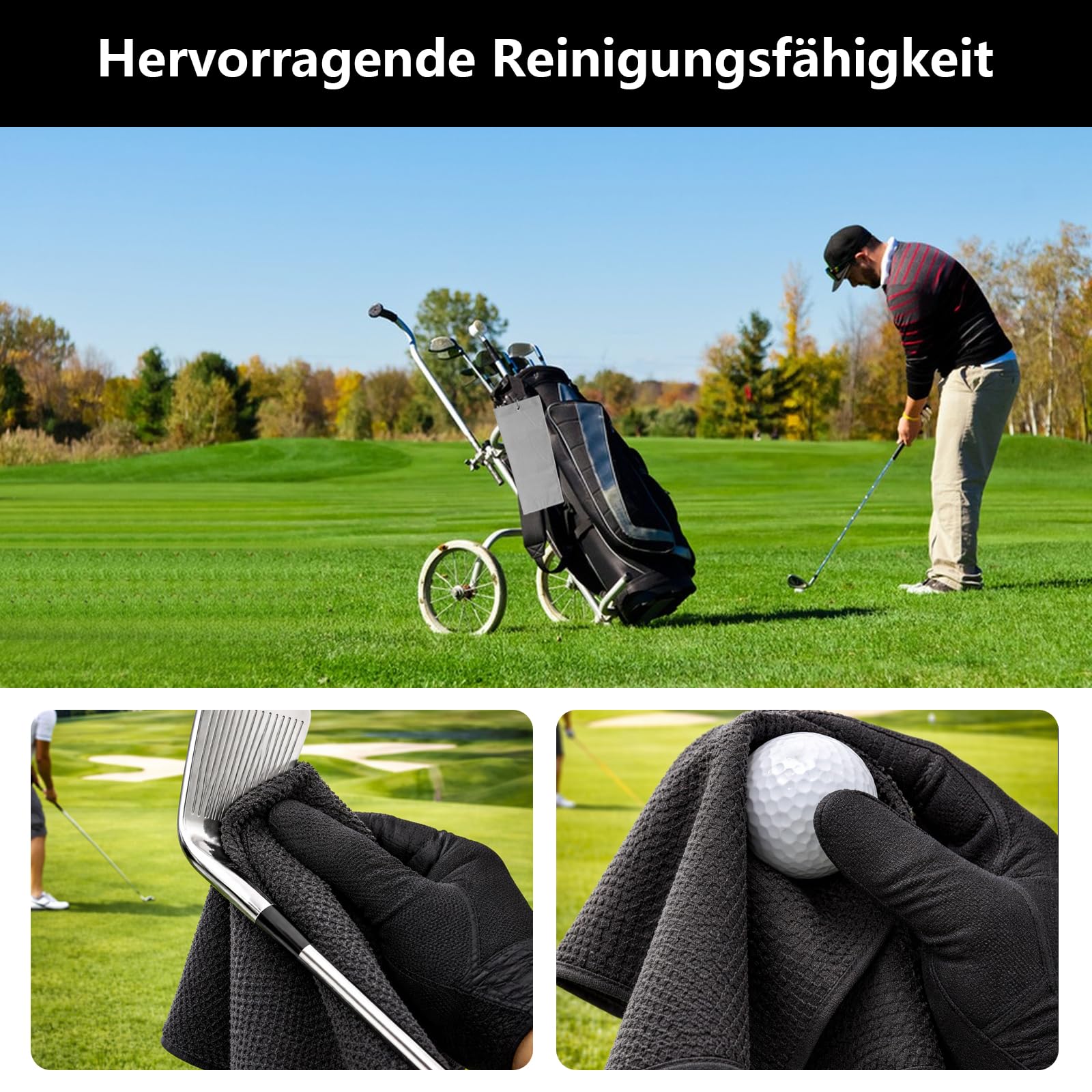 4 Pz Asciugamani da Golf, 40 x 40 cm Asciugamano da Golf in Microfibra Personalizzati per uomo e donna, accessori golfs, yoga e palestra