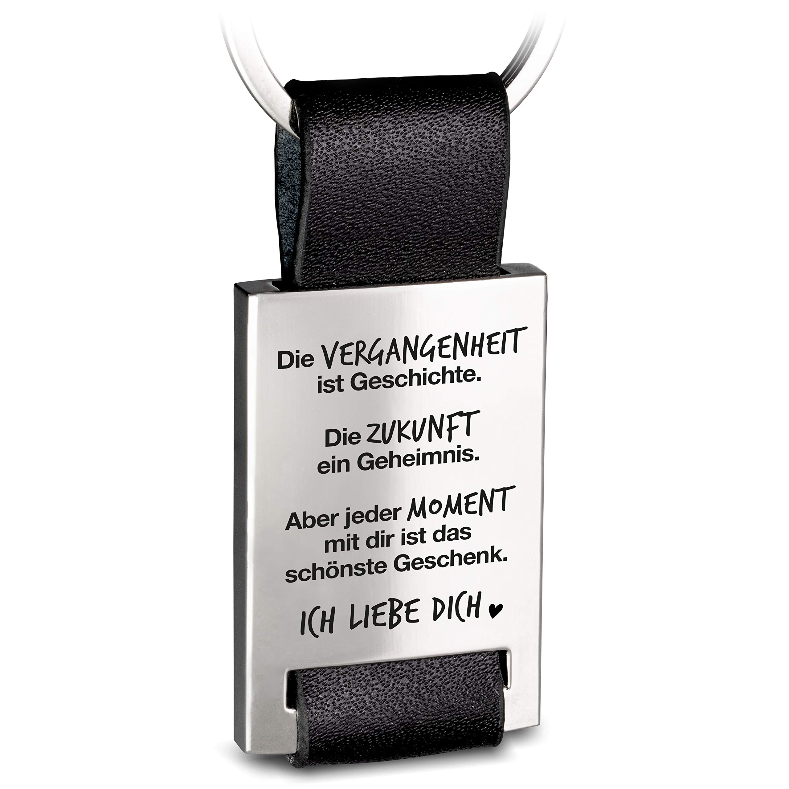 FABACH Portachiavi in pelle con anello portachiavi intercambiabile in confezione regalo – Portachiavi auto per portachiavi e chiavi auto – Drive Safe, Pelle nera., taglia unica, Classico