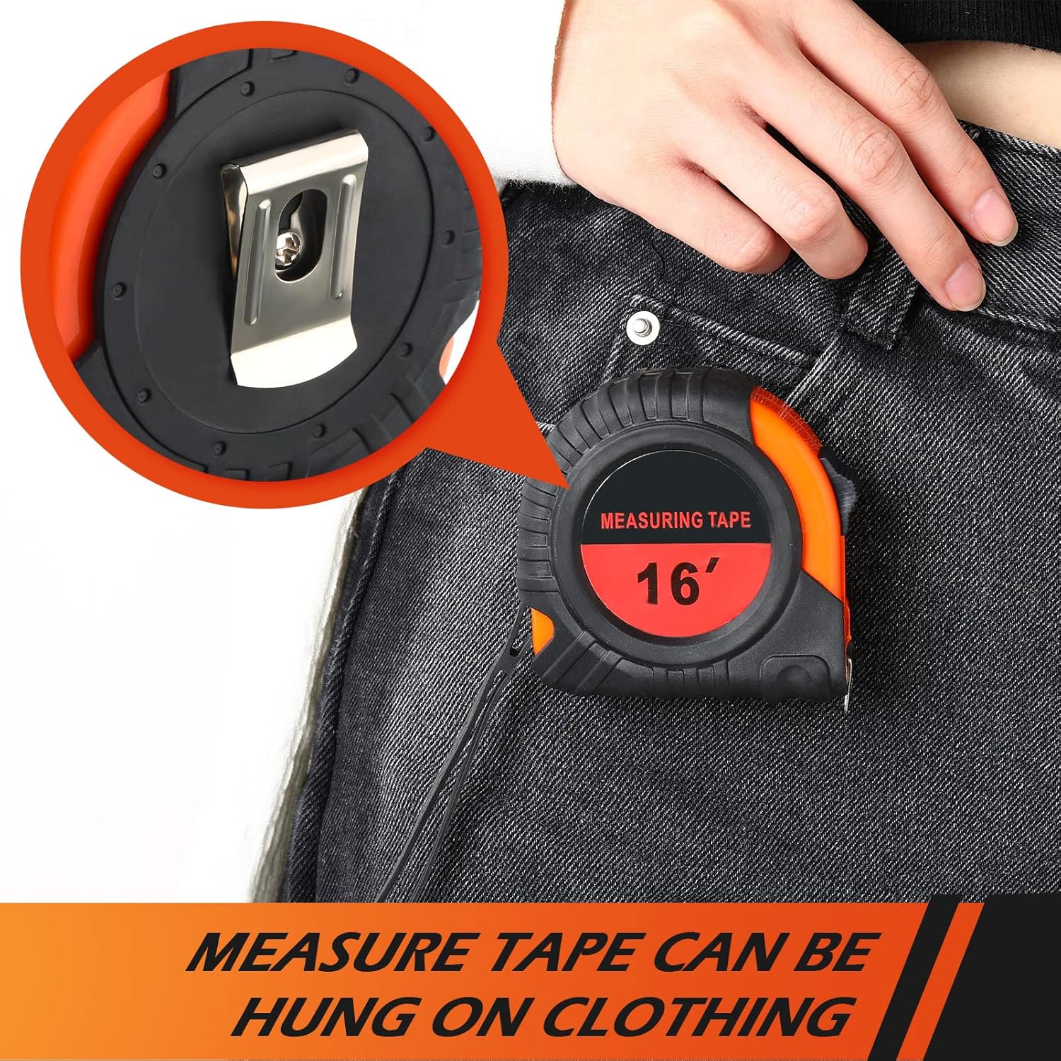 Yunsailing 8 Pack Tape Measure Bulk 16 Feet Retractable Measuring Tape Small Measure Easy Read with Fractions 1/8 Measurement (Orange)