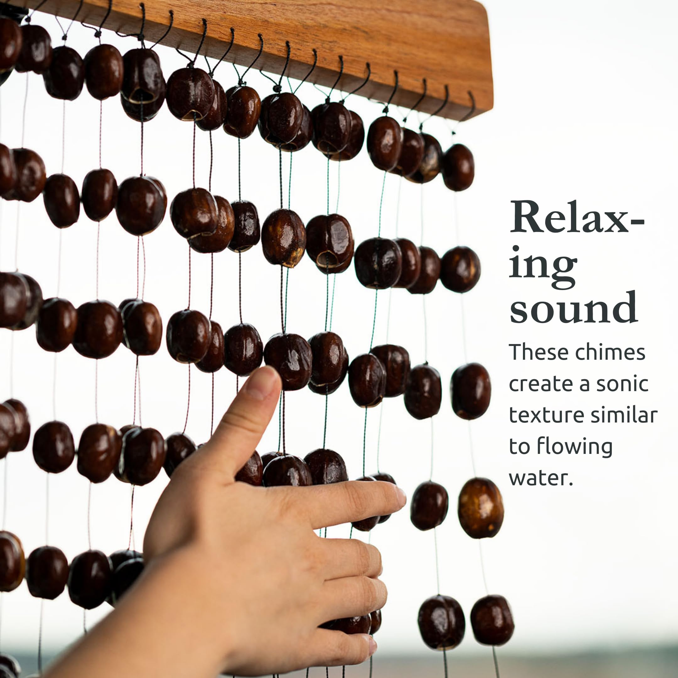 Sonic Energy Pala Nussschalen Chime – Soundeffekt-Instrument für Therapie und Percussion – Mit Mahagoniholz-Aufhängung (SPCH)