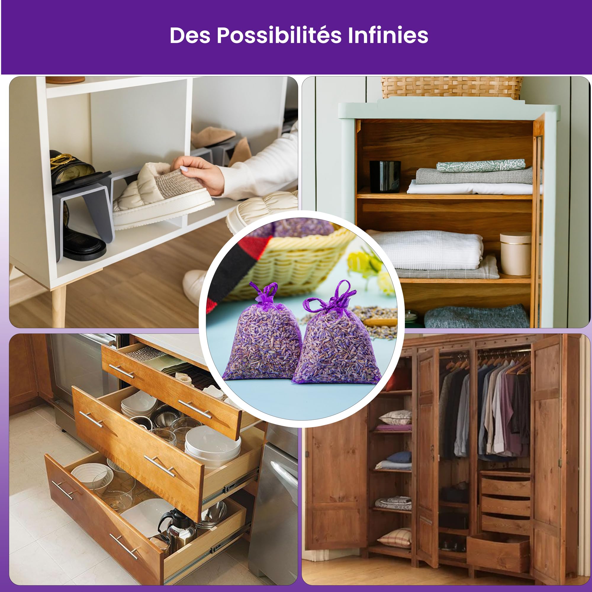28 Sachets de Lavande Séchée pour Maison, et Voiture – Sachet Lavande Armoire, Désodorisant Naturel et Antimites Vetements AR - Longue Durée Sachet Parfumé Armoire