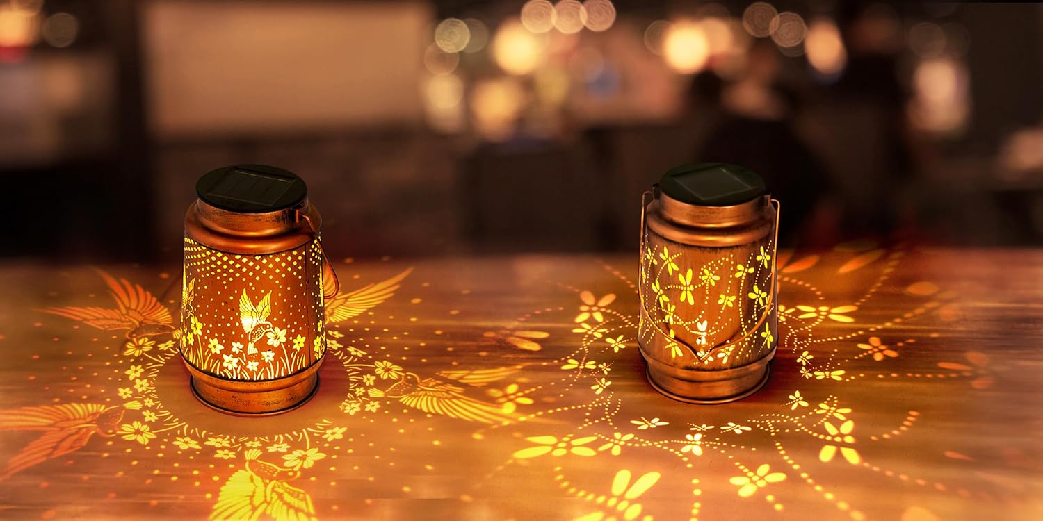 Hummingbird & Dragonfly Solar Outdoor Lanterns