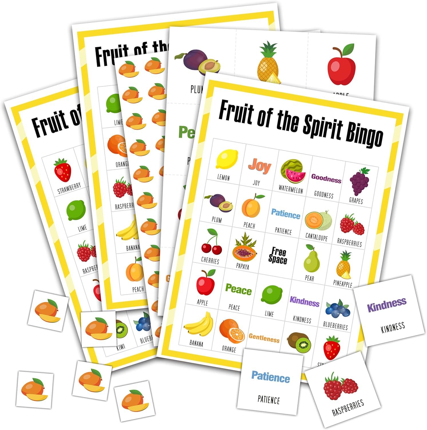 Fruit Bingo Game Cards 24 Players Birthday Bingo Game for Adults Family Vacation, Outdoor Indoor Activities Card Games Gifts for Fruit Food Party Summer Party/05