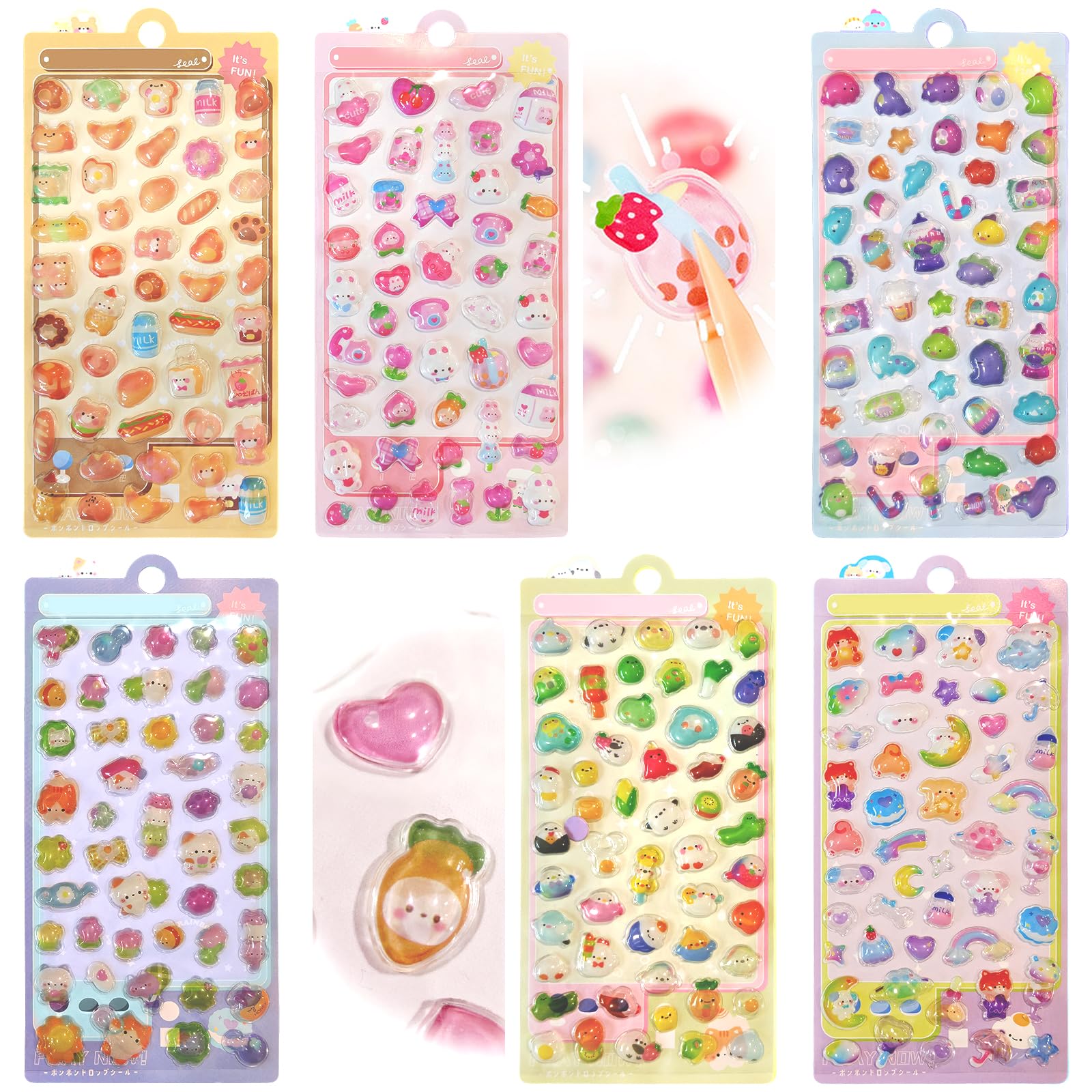 Amazon | Smato 3dシール ぼんぼんロップシール ぷくぷく ぷっくり 6枚