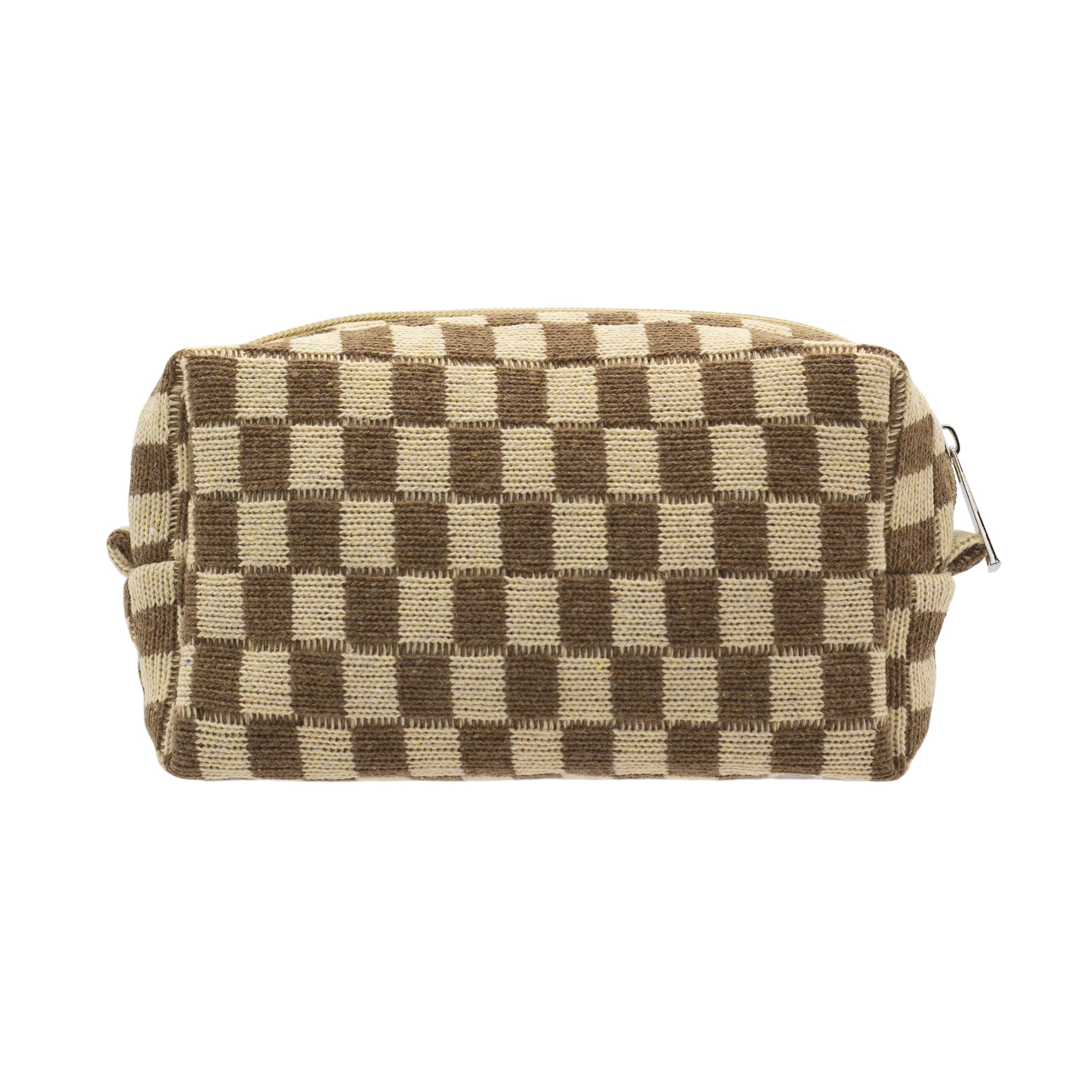 PAZIMIIK Checkered Makeup Bag for Purse Portable Zipper Make Up Pouch Small Cosmetic Case for Travel Accessories (Coffee)