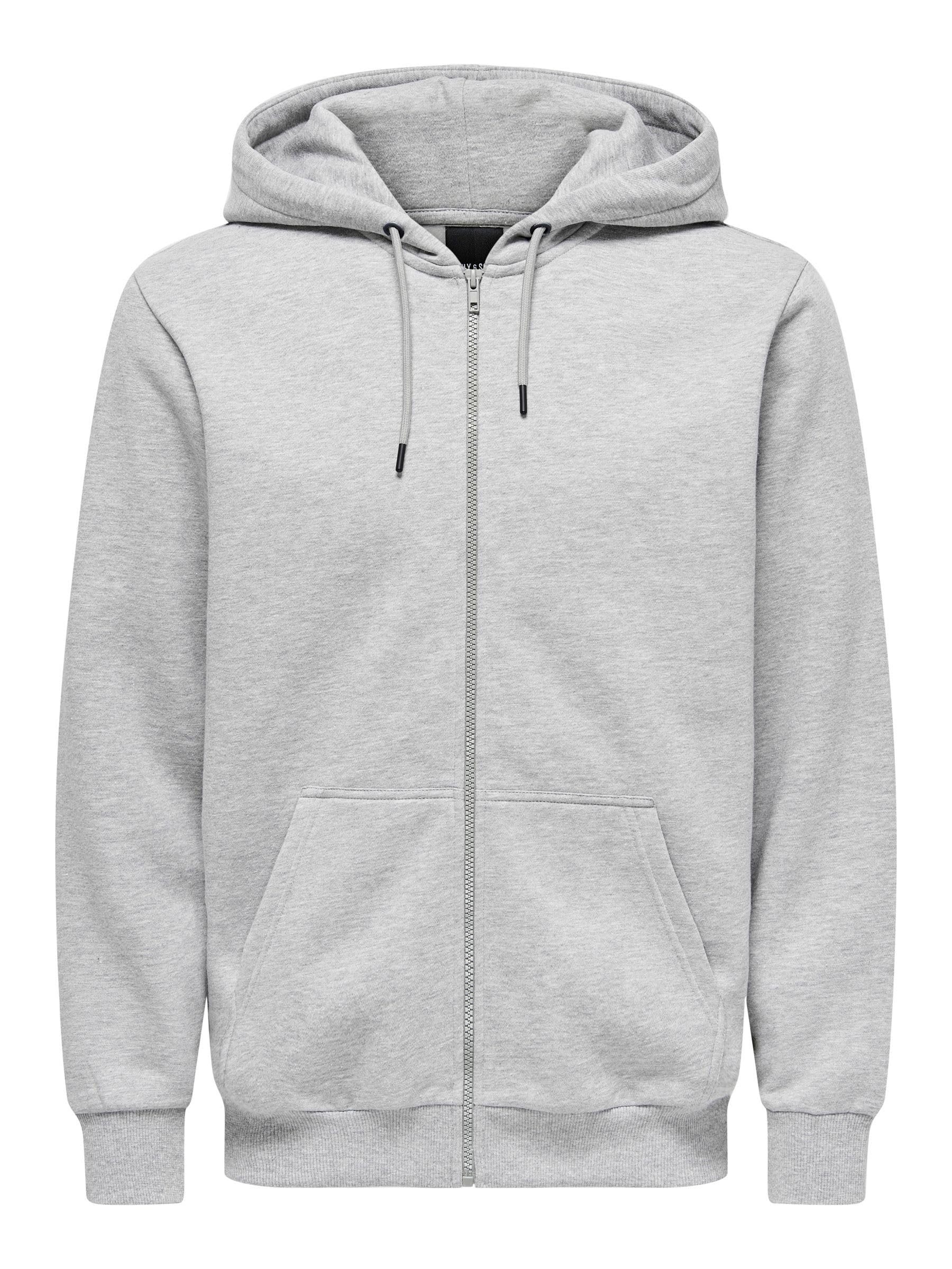 ONLY & SONS Mens Onsceres Life Zip Thr. Hoodie Noos Sweatshirt, Light Grey Mix, M UK