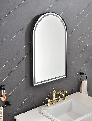 Miniatura 4 de Espejo LED rectangular de gran tamaño con marco negro, de 39 pulgadas de ancho x 26 pulgadas de alto, antiempañamiento, regulable, montaje en pared,