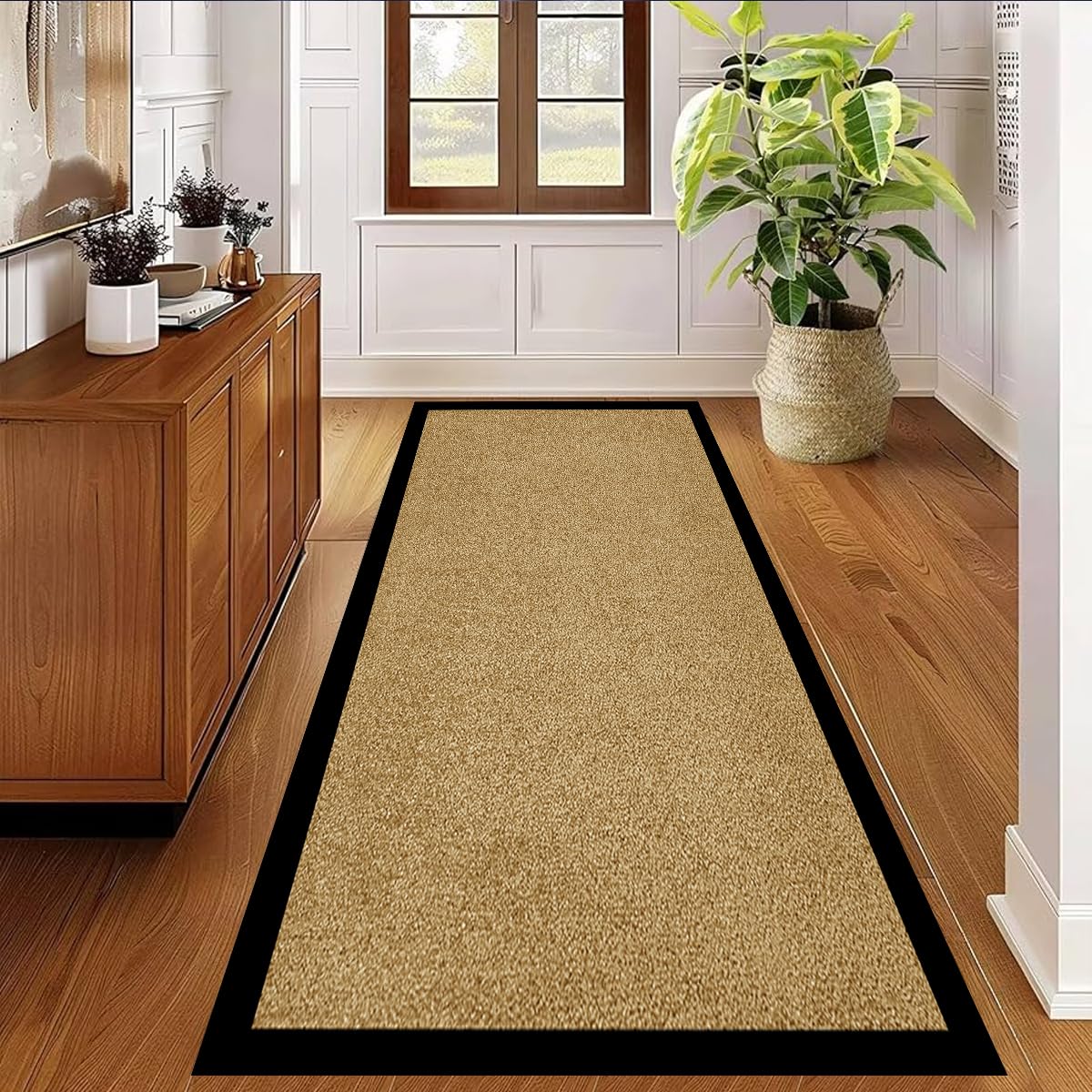 PHP Heavy Duty Rubber, Floor and Kitchen Mats - Non Slip, Washable and Dirt Trapper Doormats Super Absorbent Multicolor Barrier Matts (120x150cm, Beige)