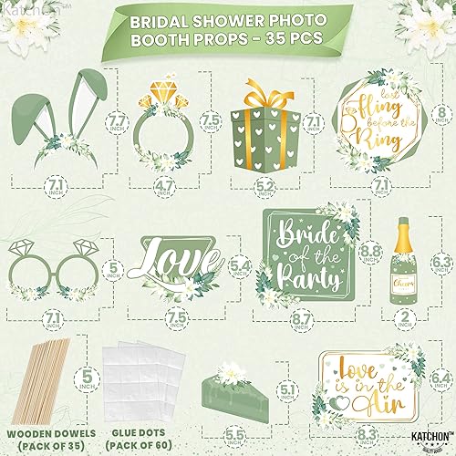 Miniatura 5 de KatchOn Accesorios para cabina de fotos de despedida de soltera, paquete de 35  Decoraciones verdes para despedida de soltera y despedida de soltera
