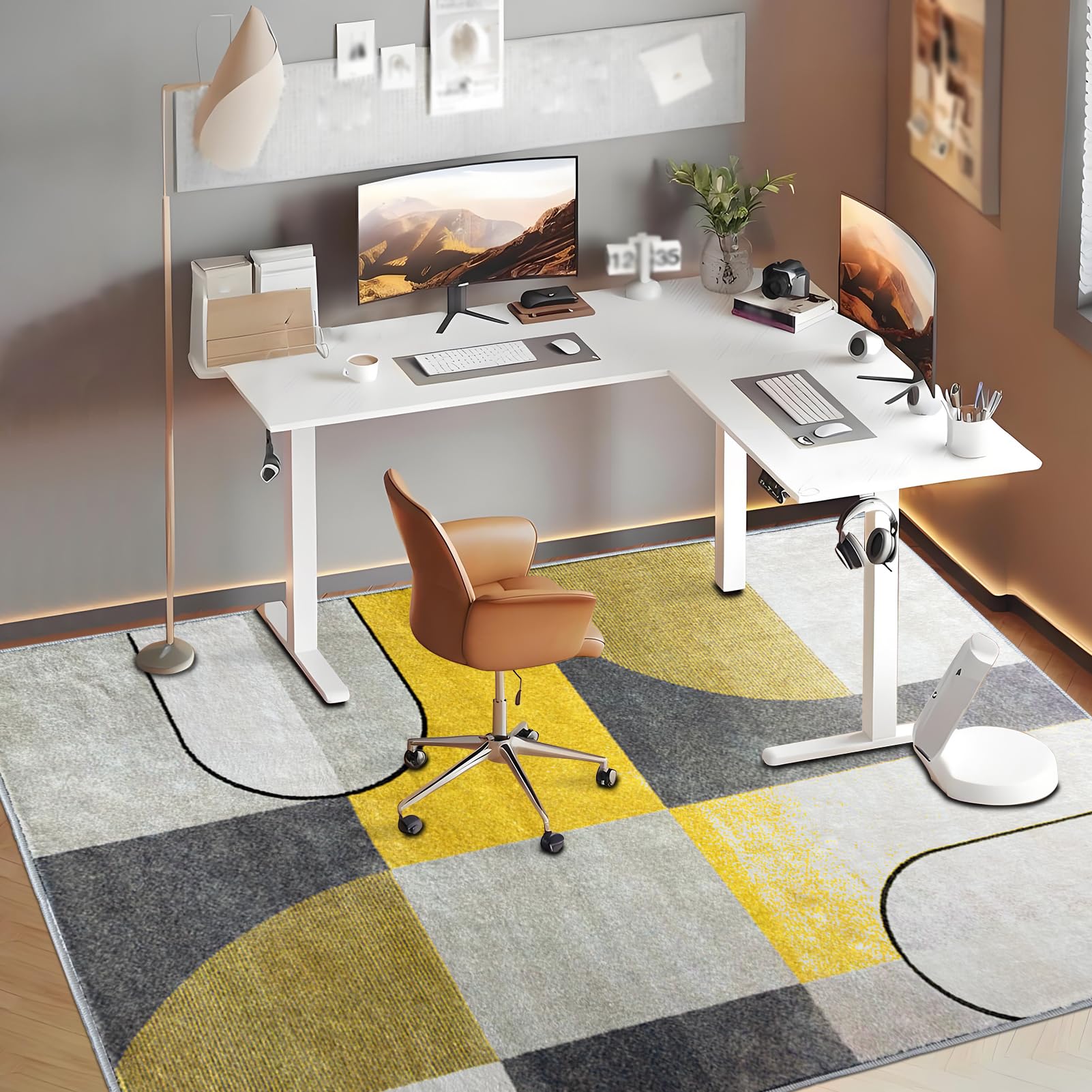 Alfombra Silla Oficina, 100 x 120 cm Alfombra Gaming Suelo, Protector de Suelo para Silla de Oficina, Alfombra Silla Ruedas Gaming Oficina, Alfombrilla para Silla de Gaming,Decora tu Oficina,salón