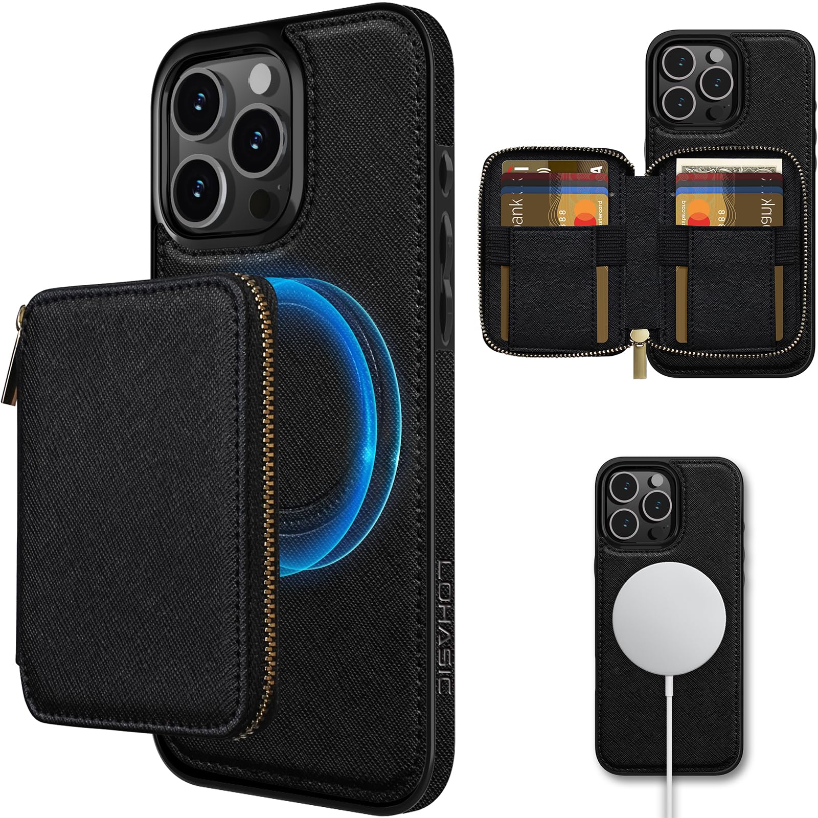 LOHASIC for iPhone 16 Pro Max Case Wallet, 10+ Cards, with Magsafe, Detachable Wallet with Card Holder, 2 in 1 PU Leather ProMax Phone Cover with RFID