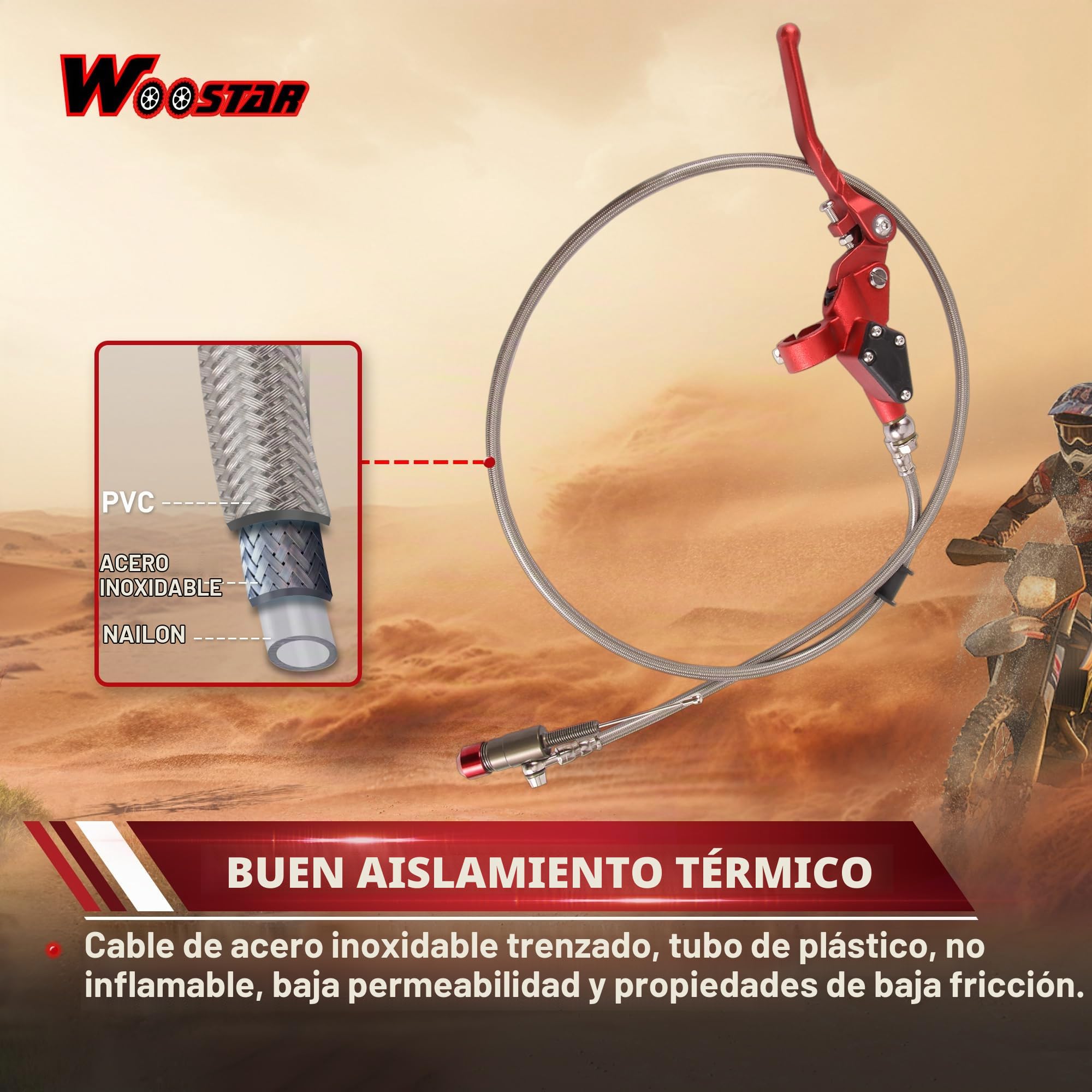 WOOSTAR Palanca de Embrague Cilindro Maestro Hidráulico con Tubo Combustible Reemplazo para Suzuki 125cc 150cc 180cc 200cc 250cc Vertical Motor Motocicleta Pocket Bike Pit Dirt Bike ATV Quad Rojo