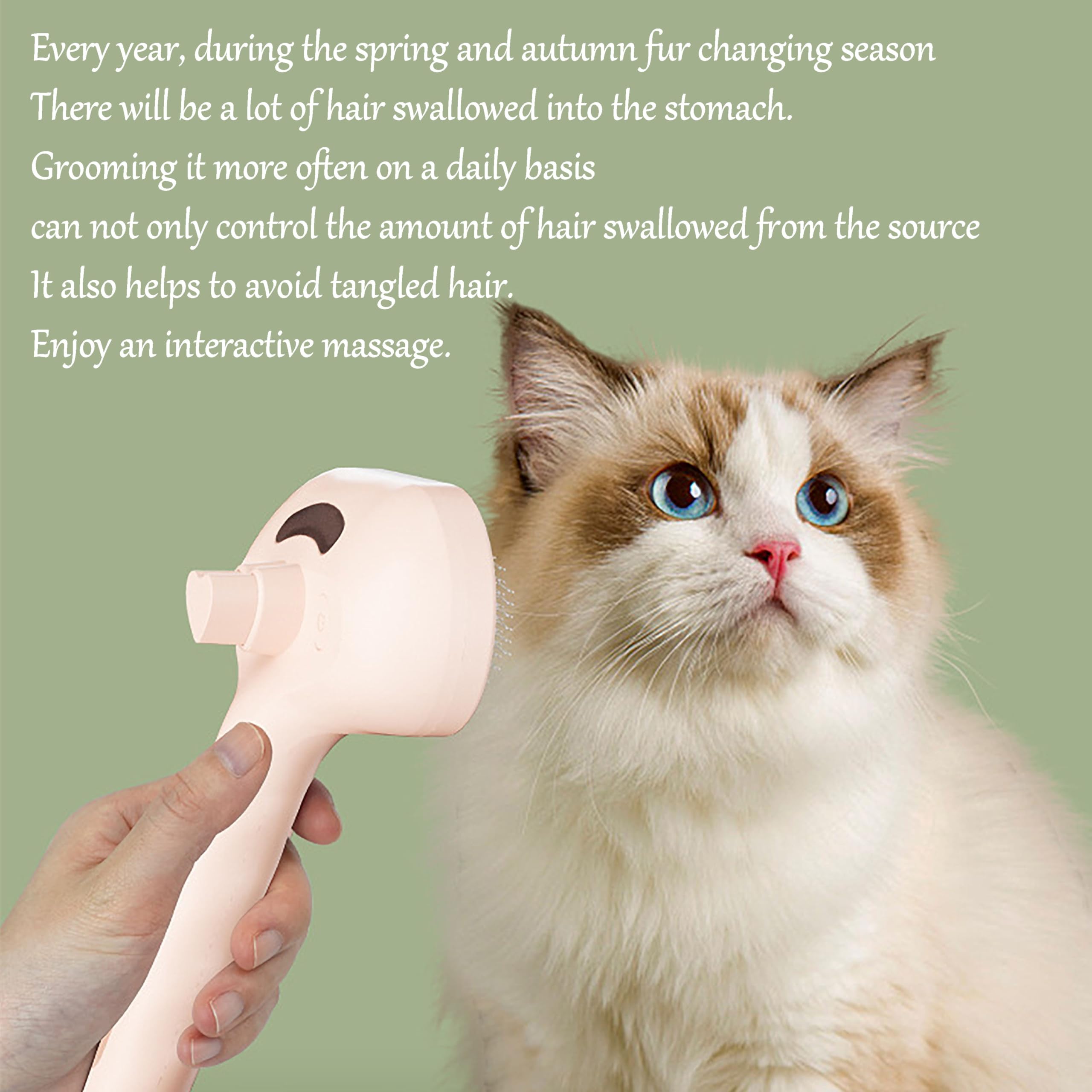 Cepillo de vapor 3 en 1 para gatos, cepillos de vapor de acero inoxidable ABS para perros, cepillos silenciosos de 36 dB con aerosol, con un tanque de agua integrado de 35 ml para mascotas, todo tipo
