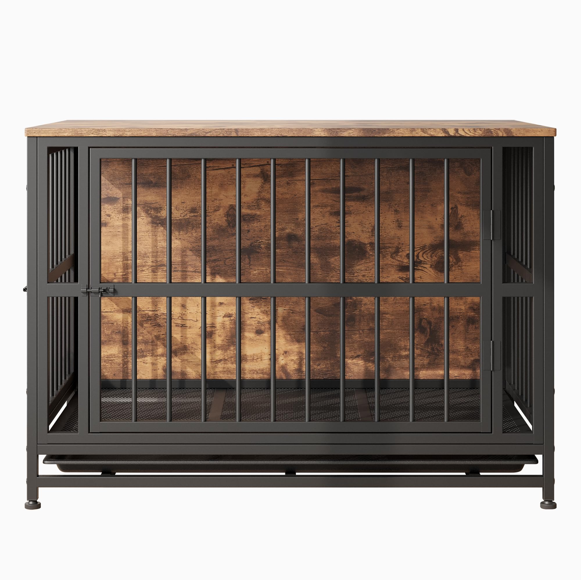 Jaula para perro, jaula para perros robusta para perros de grande/mediana talla, casa para perros con bandeja extraíble, jaula para mascotas con doble puerta, mesa auxiliar, resistente a