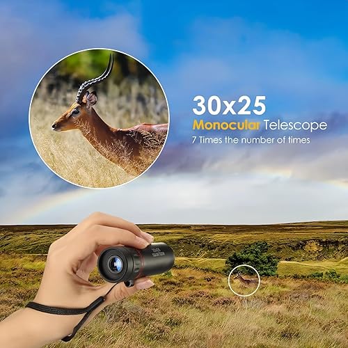 Miniatura 8 de Monocular de 30x25 de alta potencia, telescopio mini HD para adultos, alcance compacto y ligero de bolsillo para observación de aves, viajes,
