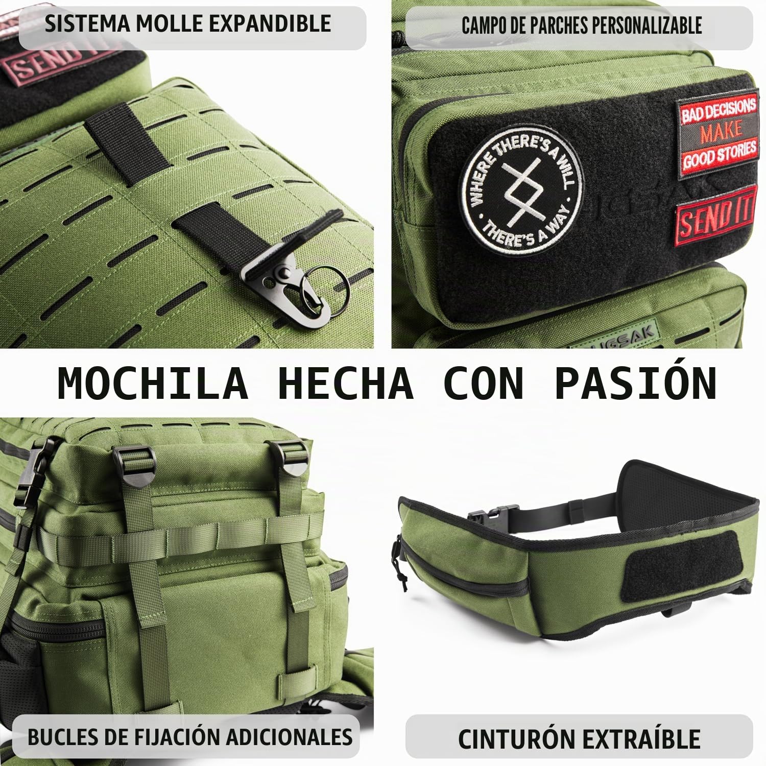 RUGSAK® ALPHA | Mochila táctica [20-45L] impermeable y extremadamente resistente | Mochila militar de supervivencia | para trabajo al aire libre, senderismo, camping y gimnasio, mochila de viaje Molle