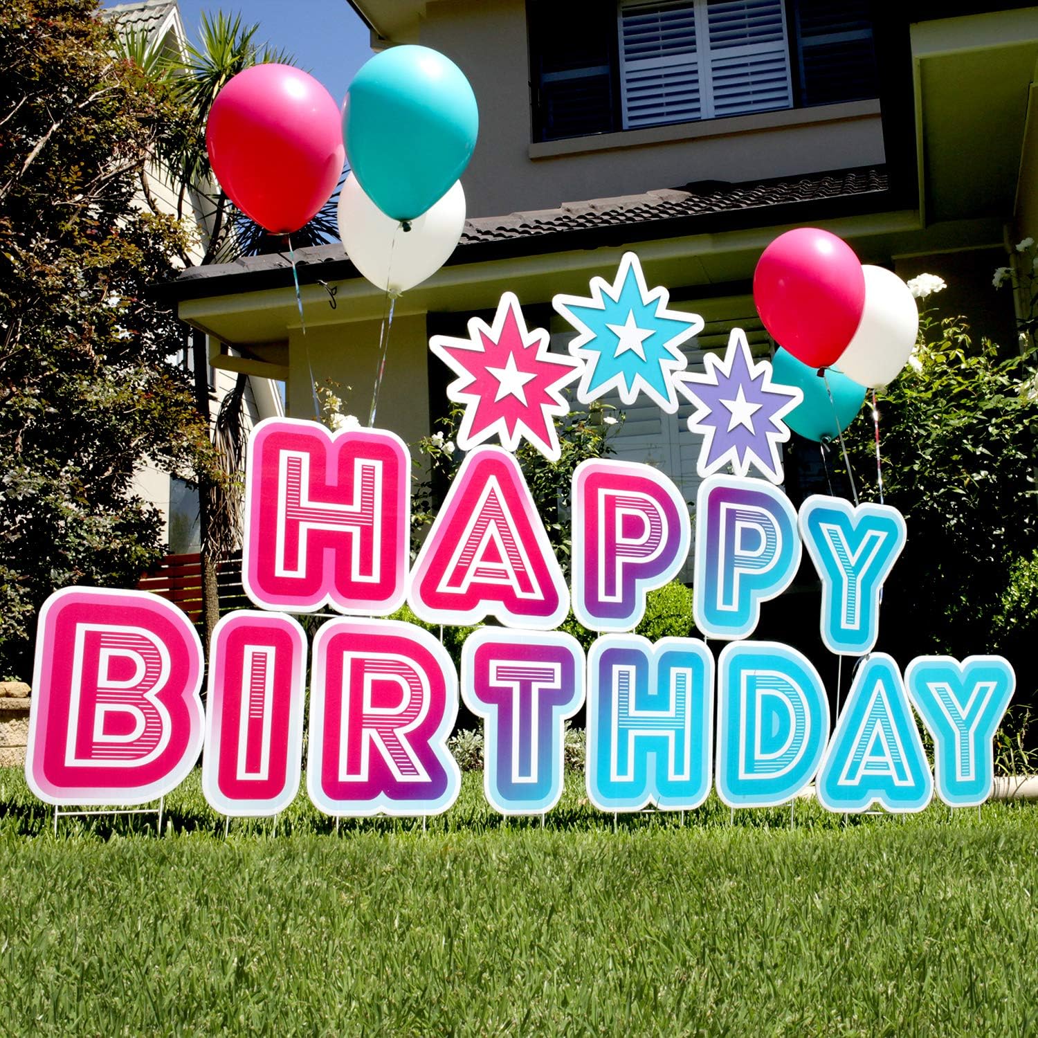 Yardlio Happy Birthday Yard Sign Set 3in1 Stacking