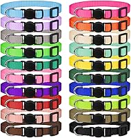 Kimgep 20 Pack Puppy Collars for Small Newborn Puppies - Soft Nylon Safety Buckle Adjustable Whelping Litter Collars (M)