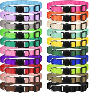 Kimgep 20 Pack Puppy Collars for Small Newborn Puppies - Soft Nylon Safety Buckle Adjustable Whelping Litter Collars (M)