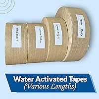 Vista 9 de Cinta de papel kraft reforzada de 3 pulgadas x 650 pies, activada por agua, para envío seguro y resistente, cinta engomada a prueba